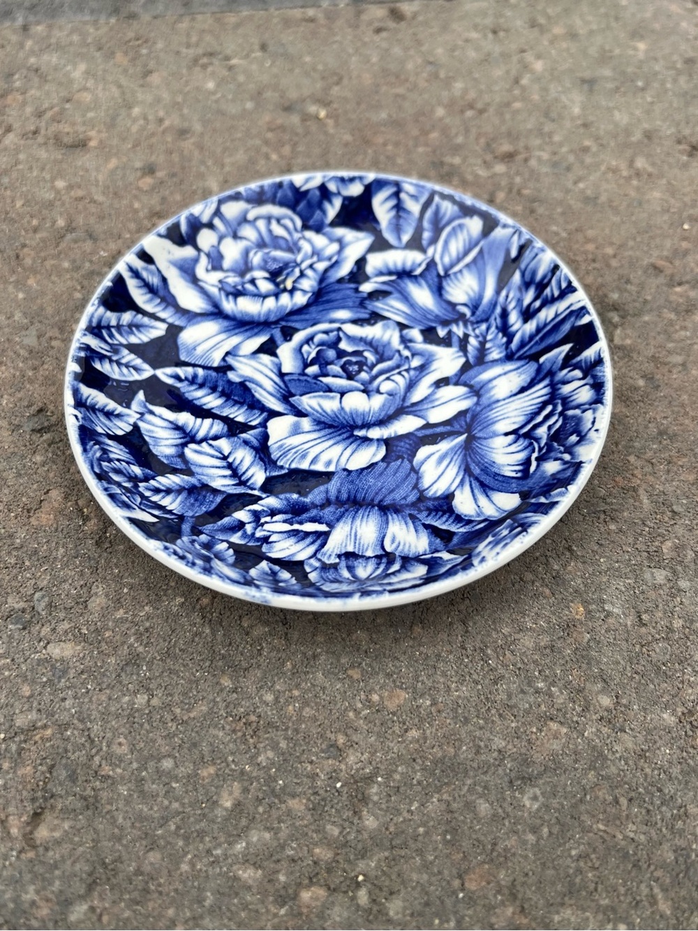Vintage Myott Son & Co "Bermuda" Blue White Peony Catch-All Dish